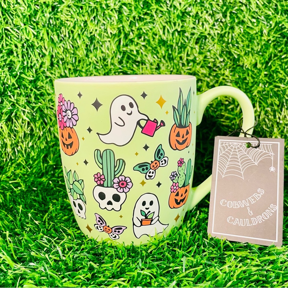 Viral tiktok Cobwebs and Cauldrons Ghost Watering Plants Halloween Mug